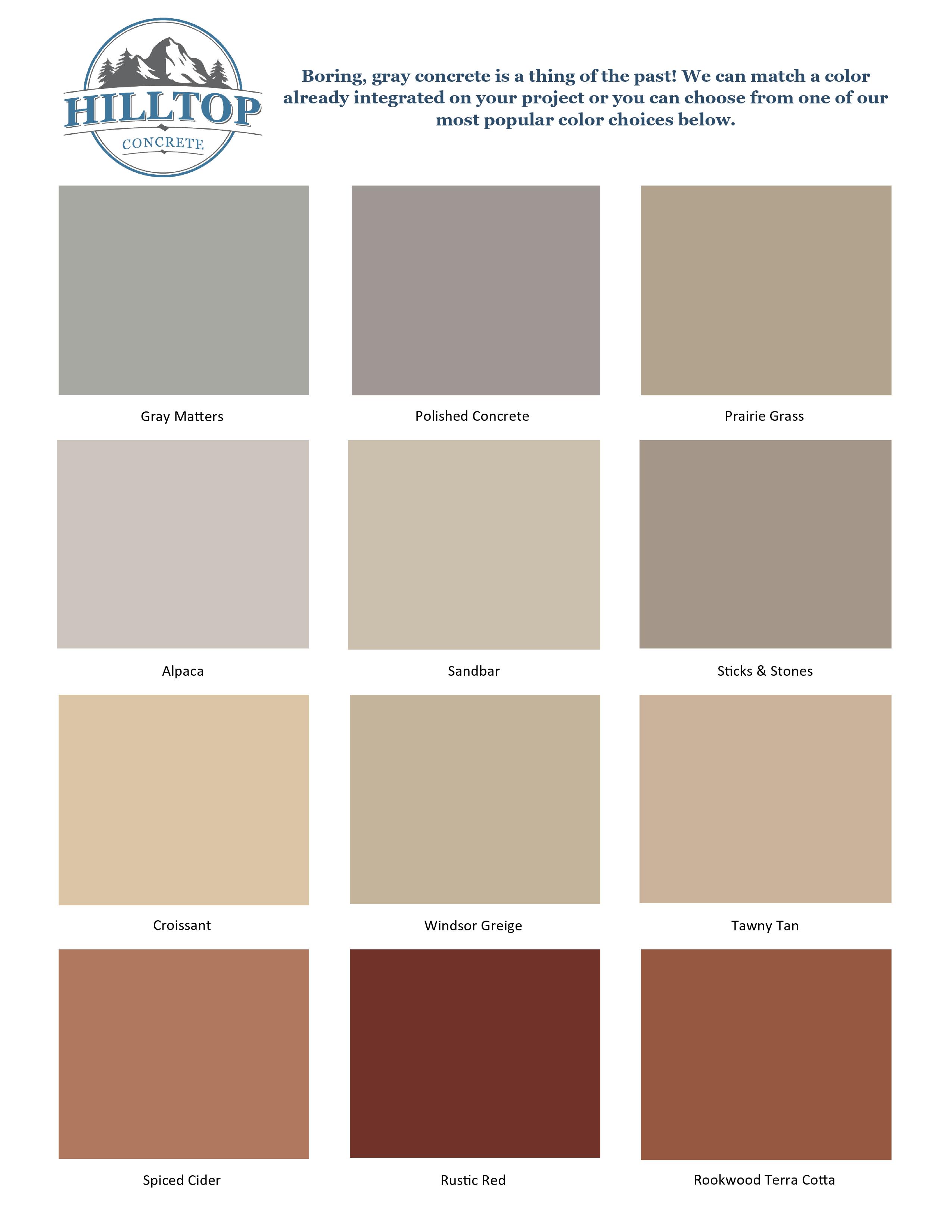 Concrete Fence Color Chart