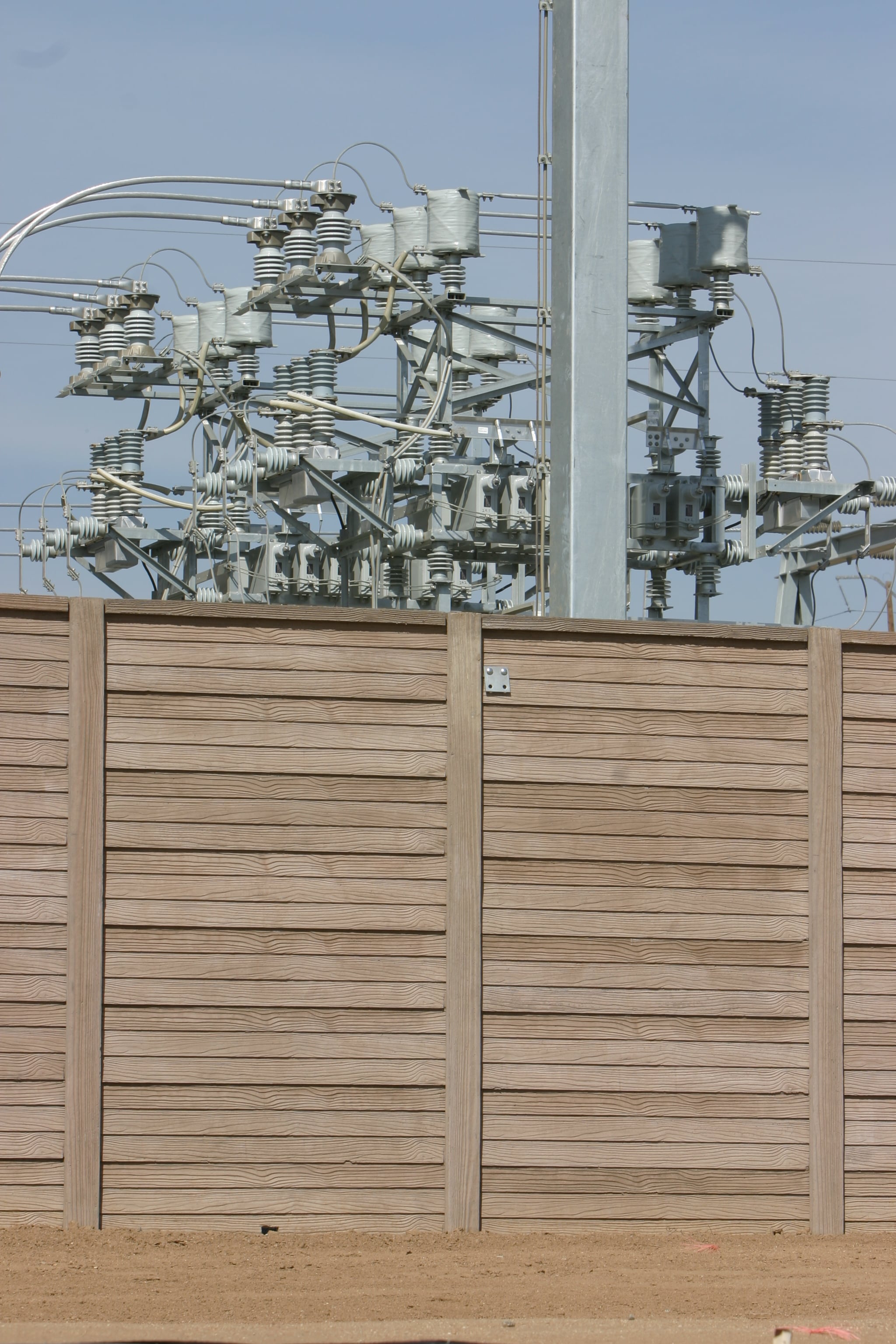 concrete fence at electrical substation